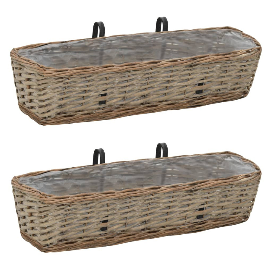 vidaXL Balkonbakken 2 st 60 cm wicker met PE-voering afbeelding 1