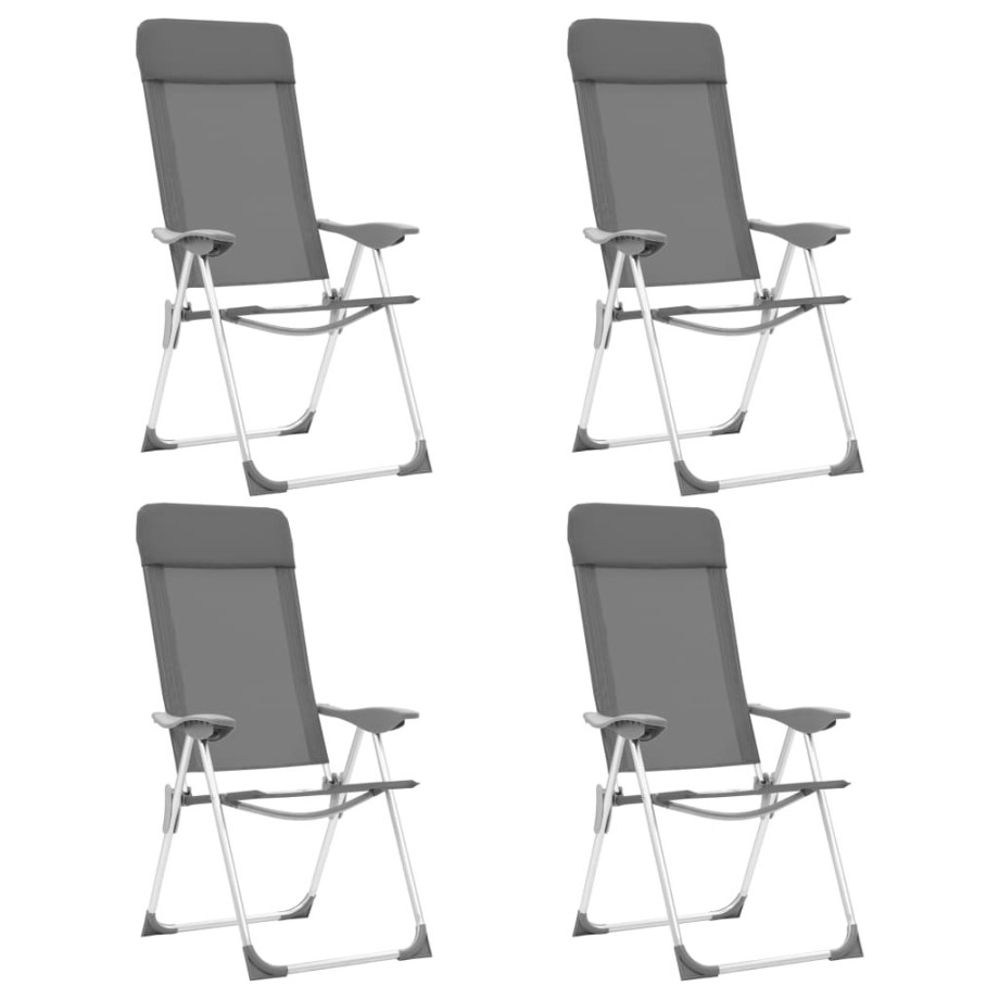 vidaXL Campingstoelen 4 st inklapbaar aluminium grijs afbeelding 1