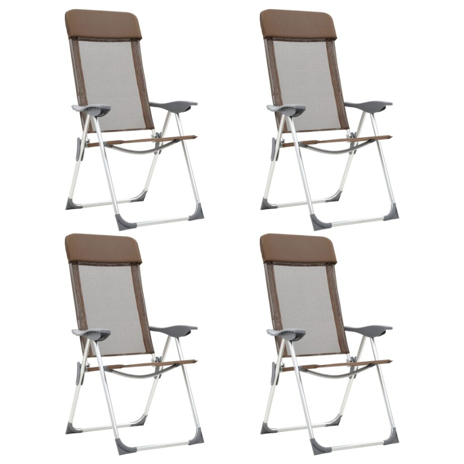 vidaXL Campingstoelen 4 st inklapbaar aluminium bruin vidaXL Campingstoelen 4 st inklapbaar aluminium bruin afbeelding 1