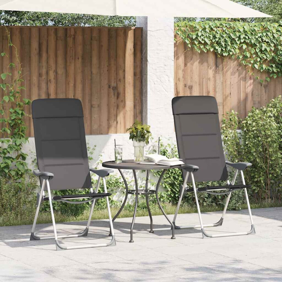 vidaXL Campingstoelen 58x69x111 cm aluminium grijs 2 st afbeelding 1