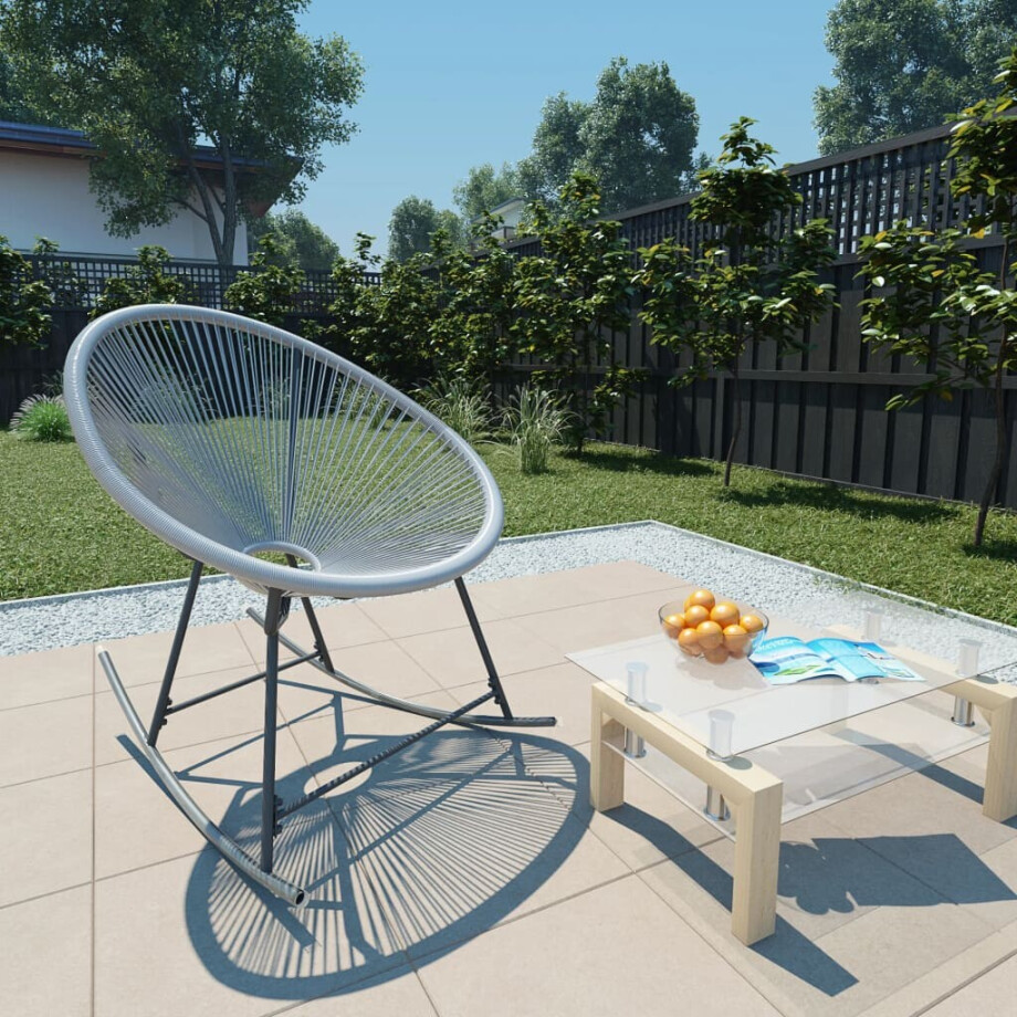 vidaXL Tuinmaanstoel schommelend poly rattan grijs vidaXL Tuinmaanstoel schommelend poly rattan grijs afbeelding 1