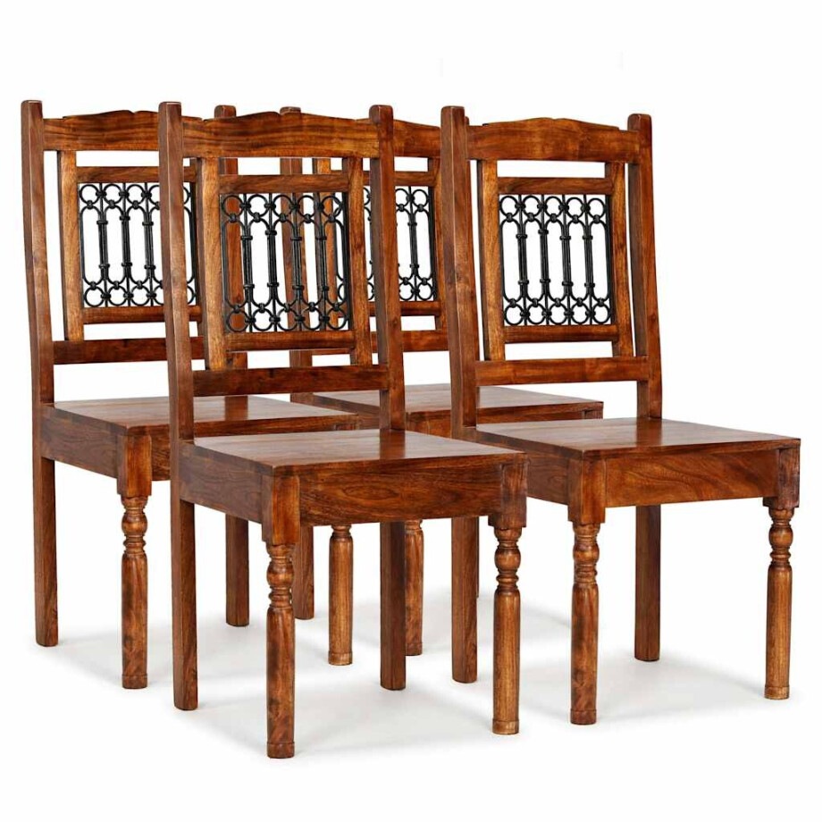 vidaXL Eetkamerstoelen 4 st massief hout klassiek vidaXL Eetkamerstoelen 4 st massief hout klassiek afbeelding 1