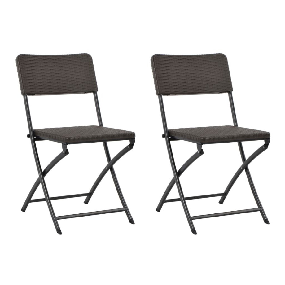 vidaXL Tuinstoelen inklapbaar 2 st HDPE en staal bruin vidaXL Tuinstoelen inklapbaar 2 st HDPE en staal bruin afbeelding 1