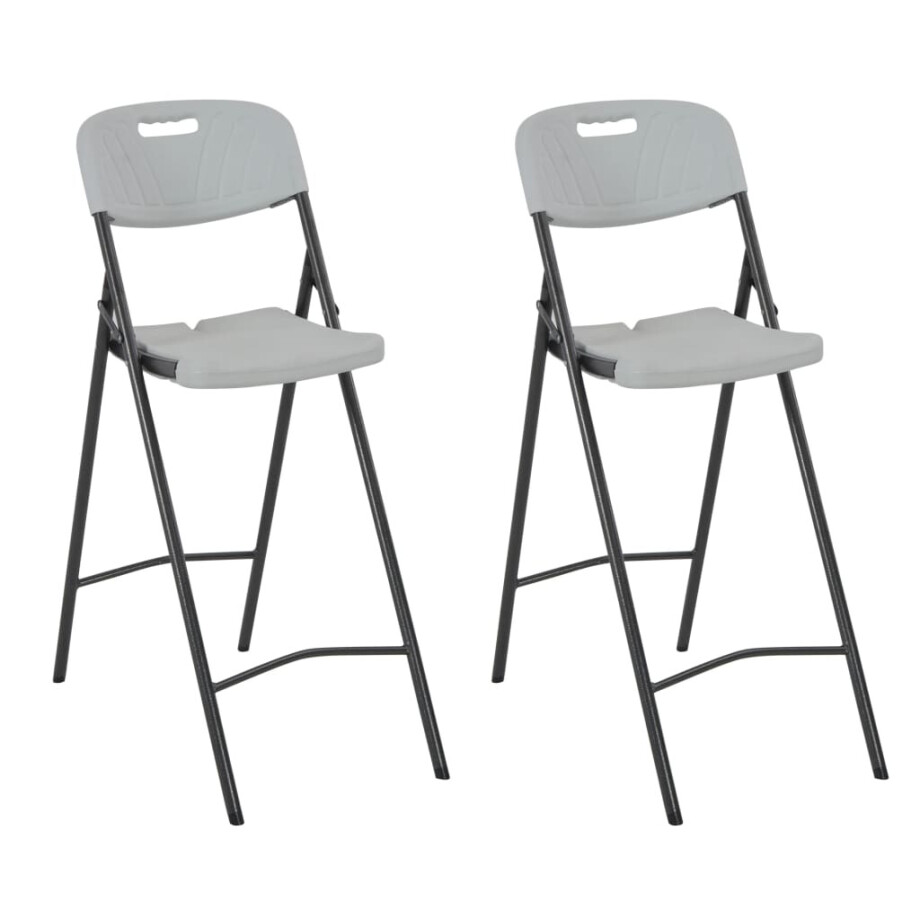 vidaXL Barstoelen inklapbaar 2 st HDPE en staal wit afbeelding 1
