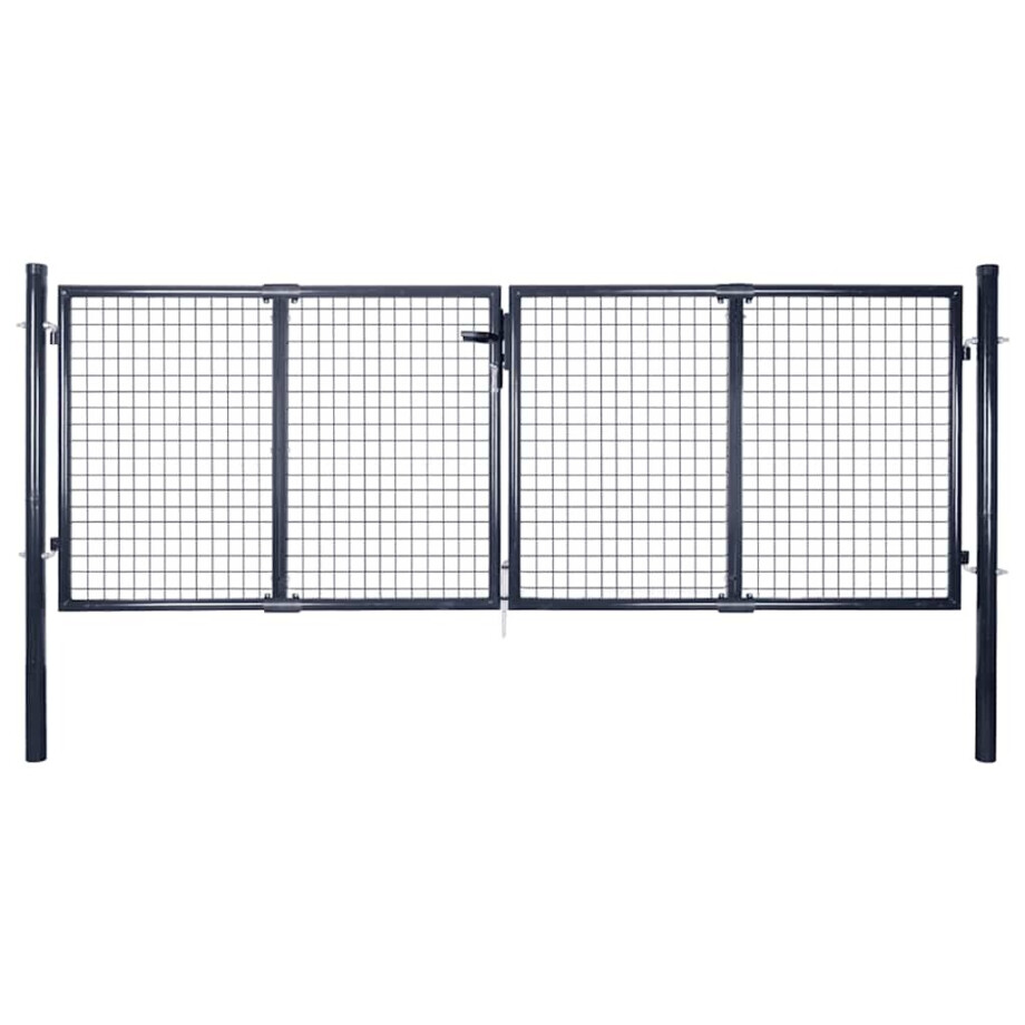vidaXL Tuinhek van gaas gegalvaniseerd staal 300x75 cm grijs afbeelding 1