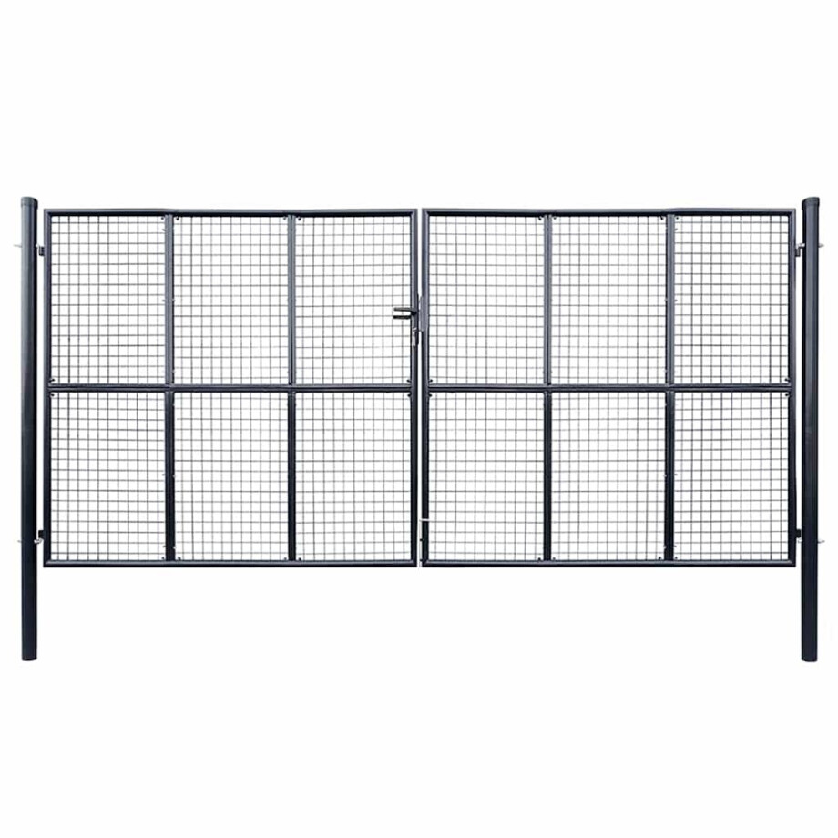 vidaXL Tuinhek van gaas gegalvaniseerd staal 400x175 cm grijs afbeelding 1