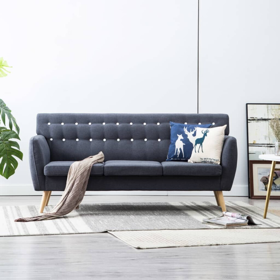 vidaXL Driezitsbank 172x70x82 cm stof donkergrijs afbeelding 1