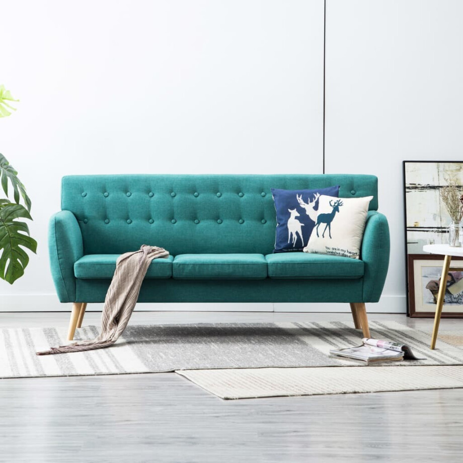 vidaXL Driezitsbank 172x70x82 cm stof groen vidaXL Driezitsbank 172x70x82 cm stof groen afbeelding 1