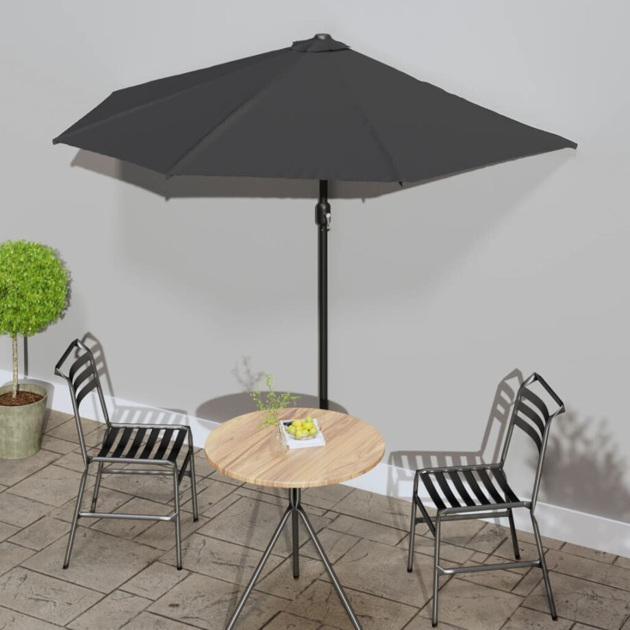 vidaXL Balkonparasol half met aluminium paal 270x144 cm antraciet afbeelding 1