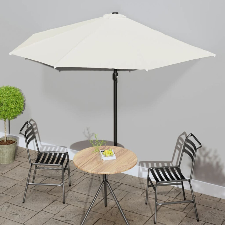 vidaXL Balkonparasol half met aluminium paal 300x155 cm zandkleurig afbeelding 1