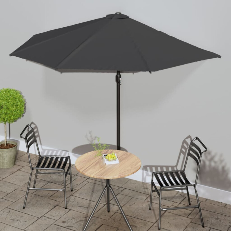 vidaXL Balkonparasol half met aluminium paal 300x155 cm antraciet afbeelding 1