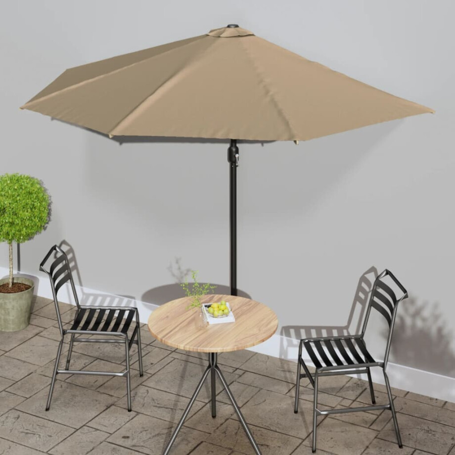 vidaXL Balkonparasol half met aluminium paal 300x155 cm taupe afbeelding 1