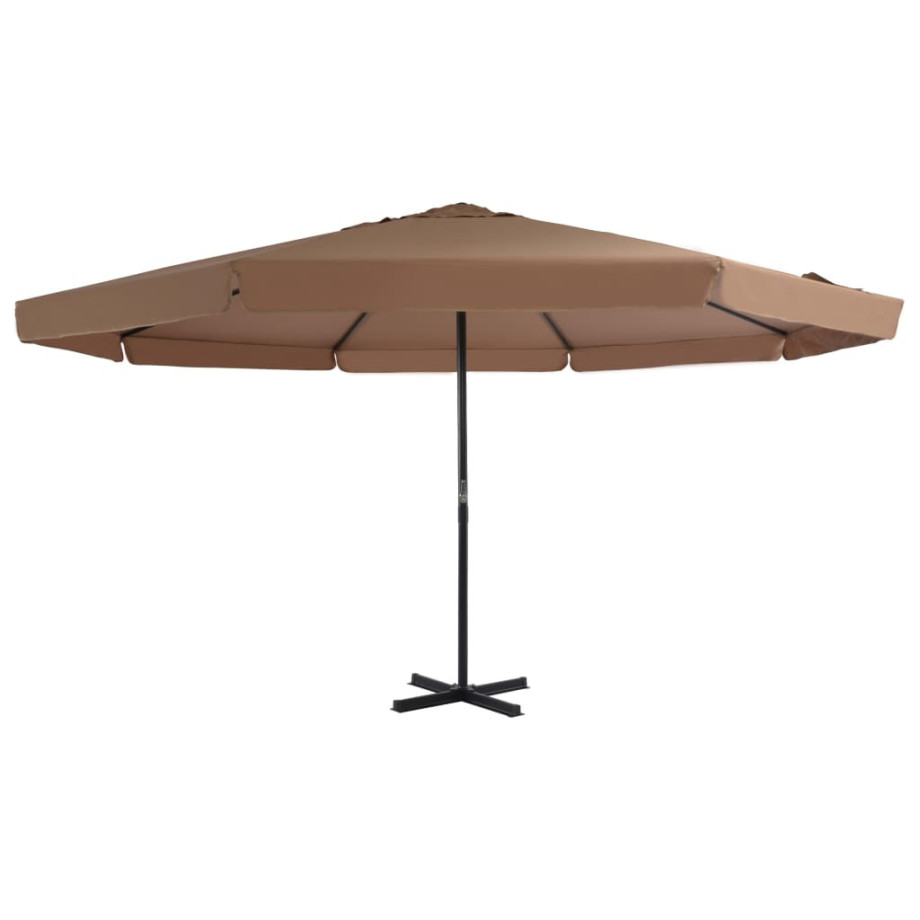 vidaXL Parasol met aluminium paal 500 cm taupe afbeelding 1