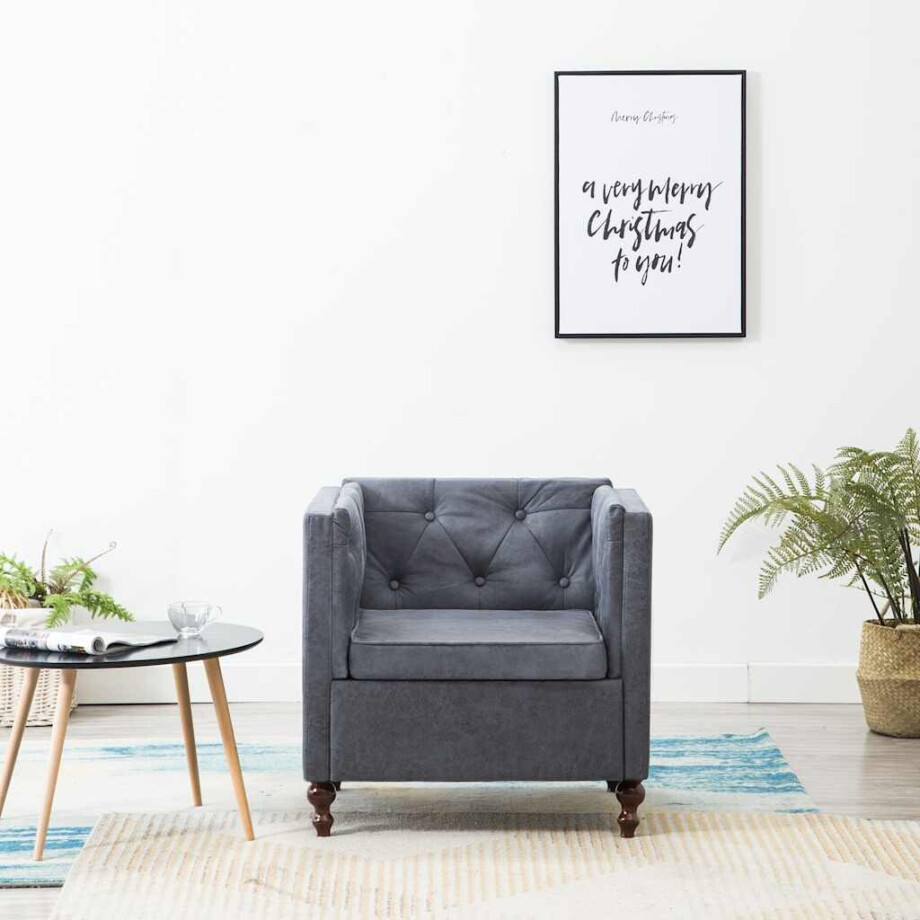 vidaXL Fauteuil stof grijs vidaXL Fauteuil stof grijs afbeelding 1