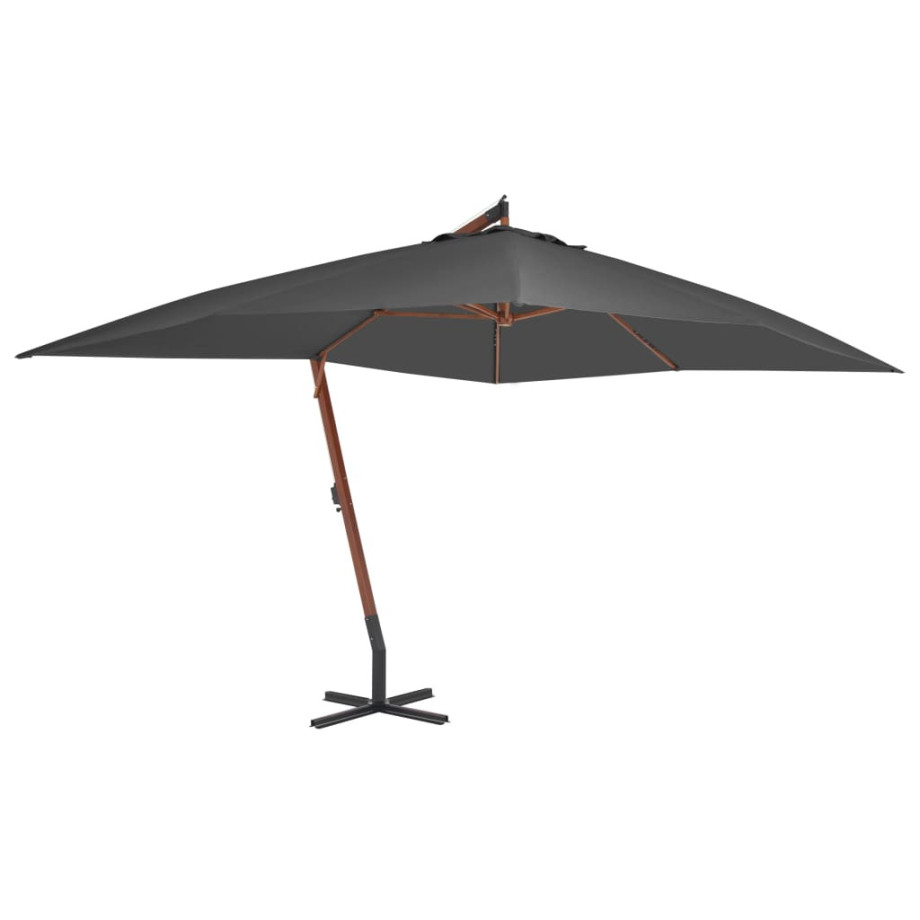 vidaXL Zweefparasol met houten paal 400x300 cm antracietkleurig afbeelding 1