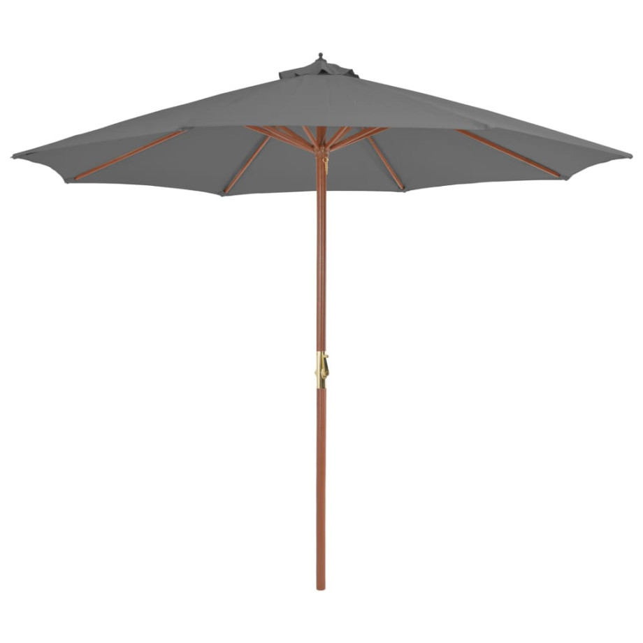 vidaXL Parasol met houten paal 300 cm antraciet afbeelding 1