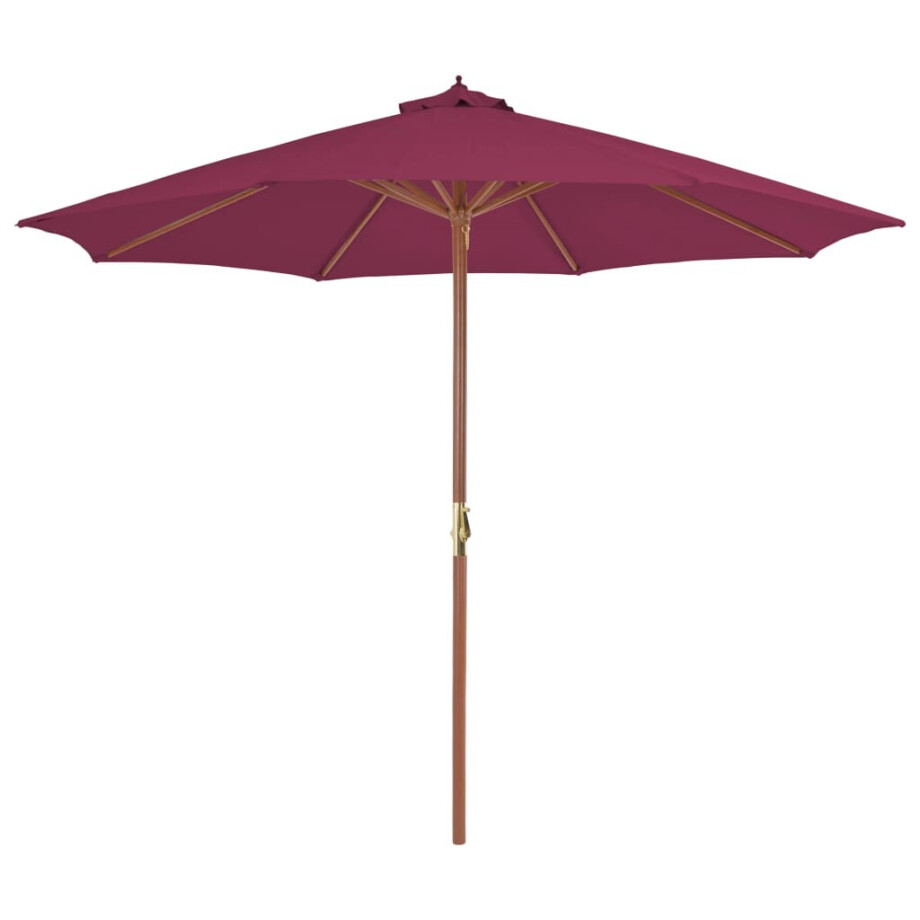 vidaXL Parasol met houten paal 300 cm bordeauxrood afbeelding 1