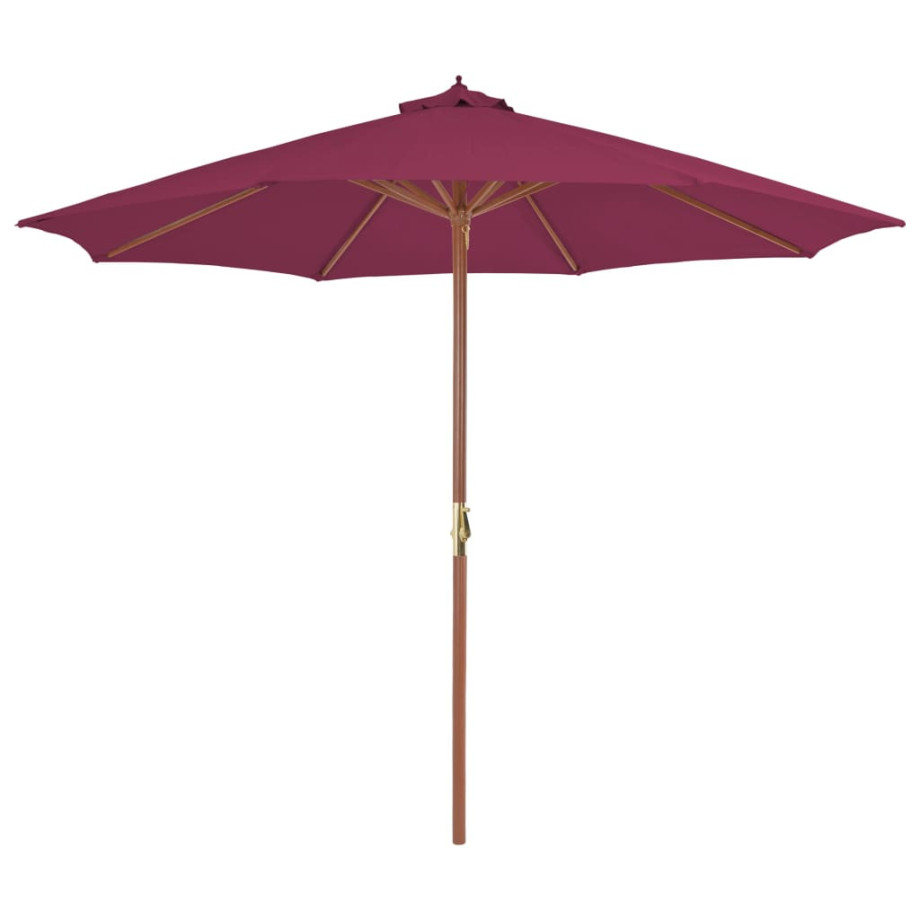 vidaXL Parasol met houten paal 300 cm bordeauxrood afbeelding 1