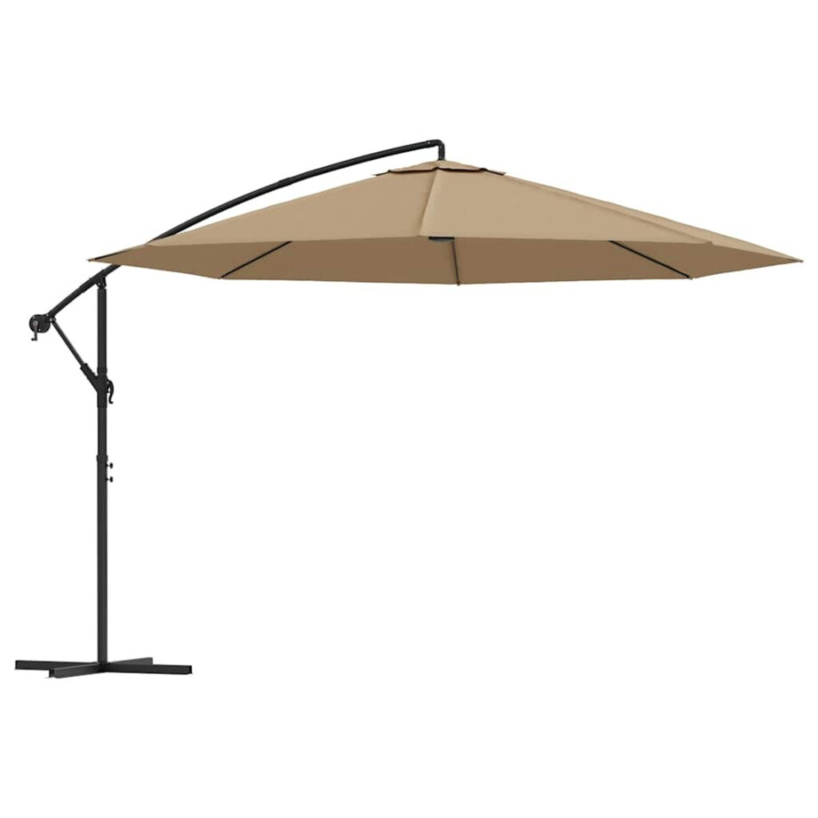 vidaXL Zweefparasol met aluminium paal 350 cm taupe afbeelding 1