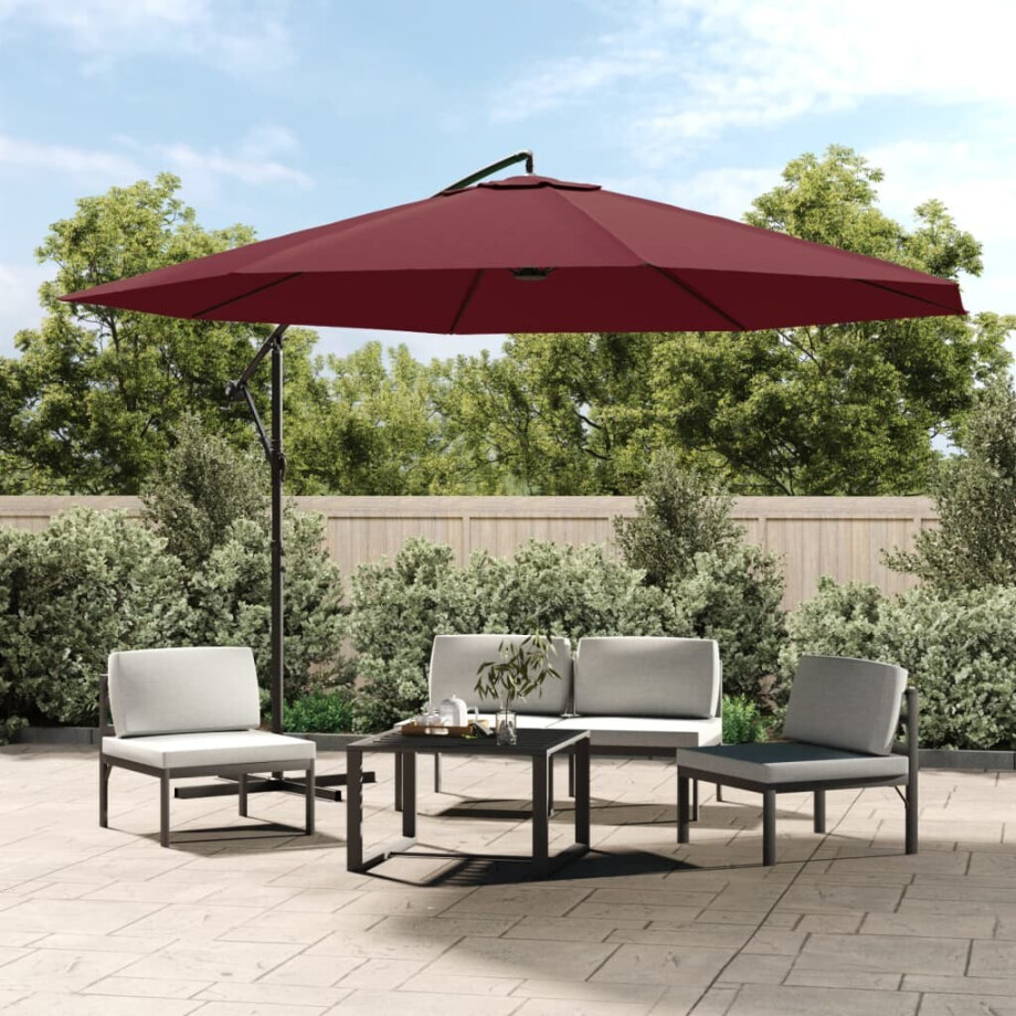 vidaXL Zweefparasol met aluminium paal 350 cm bordeauxrood afbeelding 1