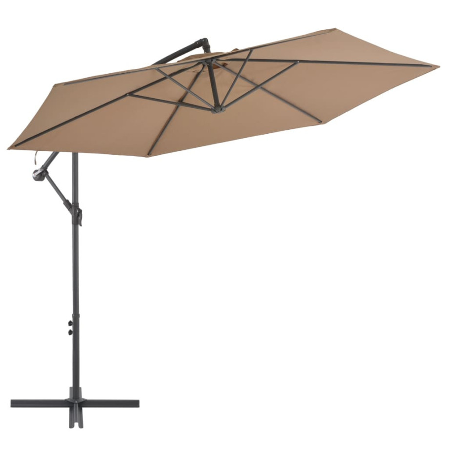 vidaXL Zweefparasol met aluminium paal 300 cm taupe afbeelding 1