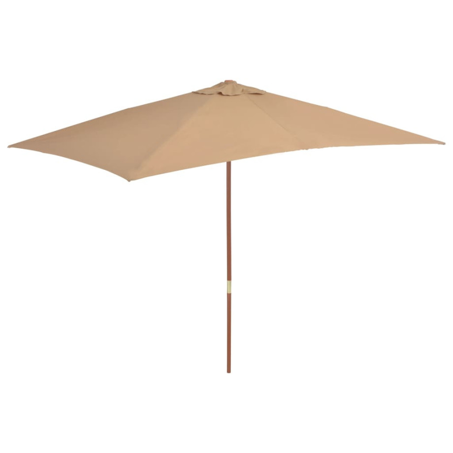 vidaXL Parasol met houten paal 200x300 cm taupe afbeelding 1