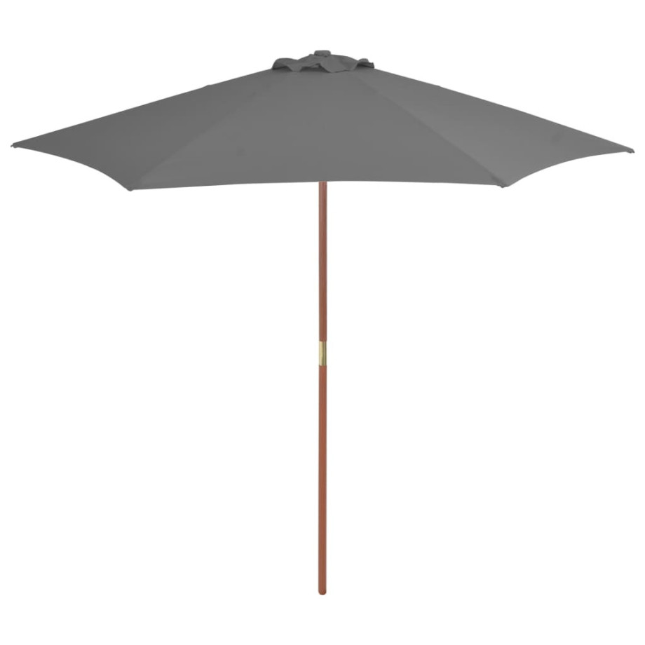 vidaXL Parasol met houten paal 270 cm antraciet afbeelding 1