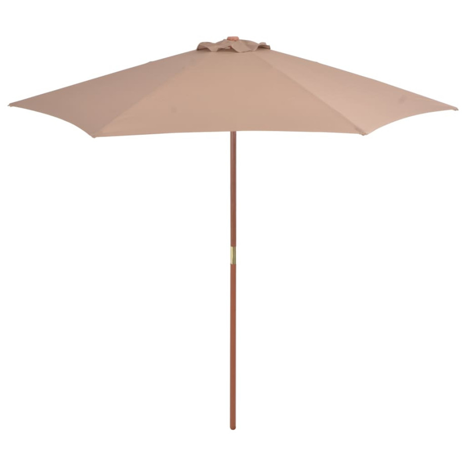 vidaXL Parasol met houten paal 270 cm taupe afbeelding 1