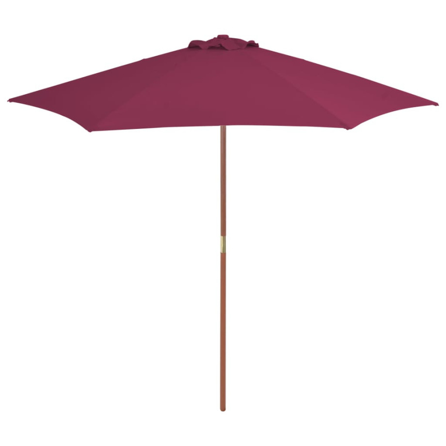 vidaXL Parasol met houten paal 270 cm bordeauxrood afbeelding 1