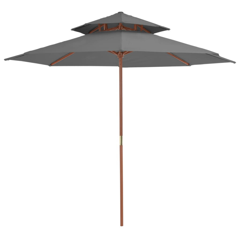 vidaXL Parasol dubbeldekker met houten paal 270 cm antraciet afbeelding 1