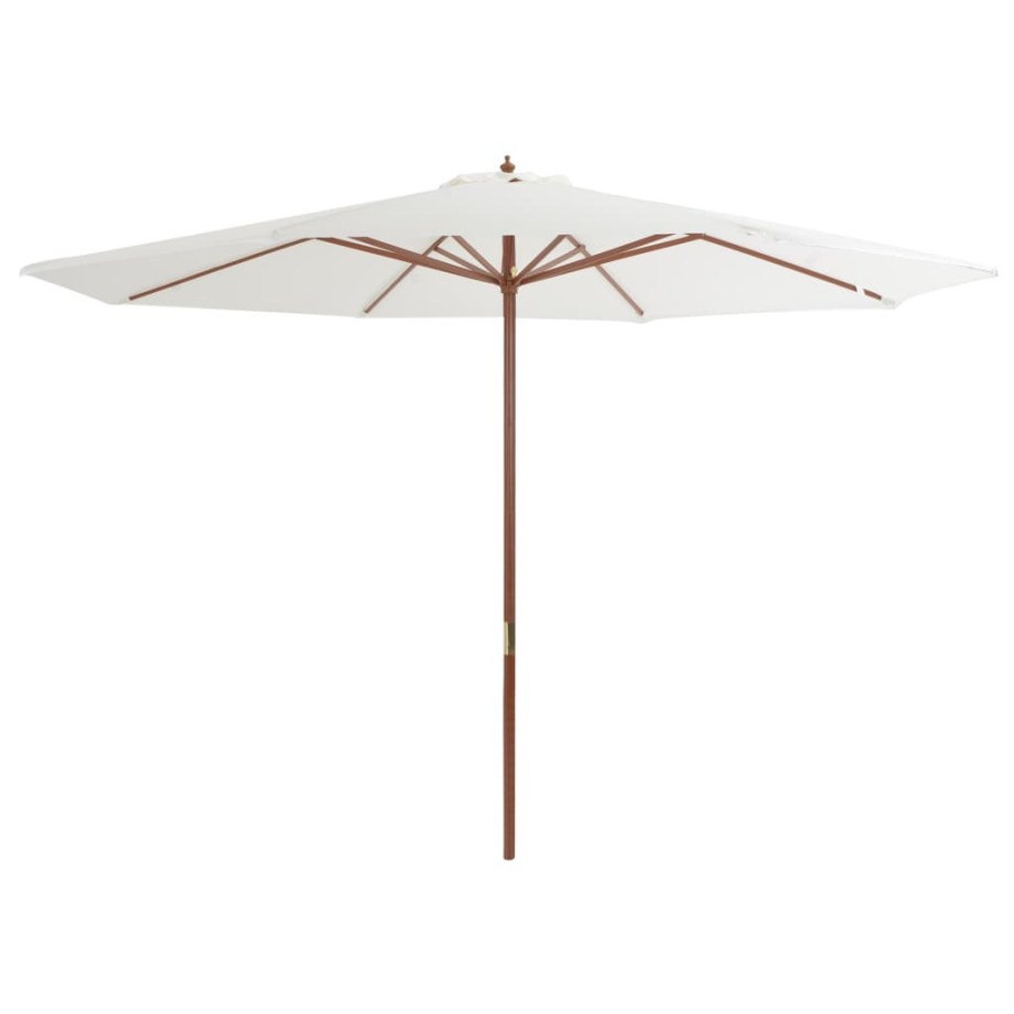 vidaXL Parasol met houten paal 350 cm zandwit afbeelding 1