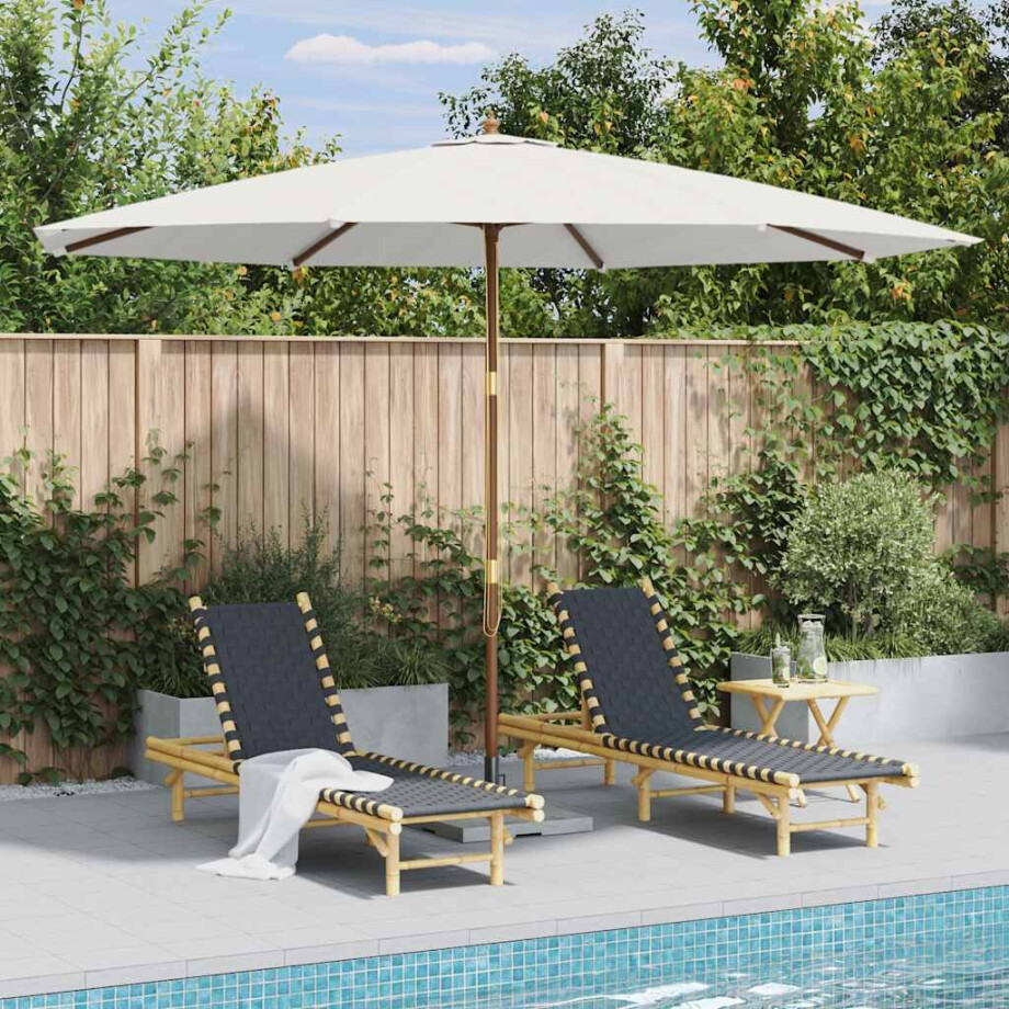 vidaXL Parasol met houten paal 350 cm zandwit vidaXL Parasol met houten paal 350 cm zandwit afbeelding 1