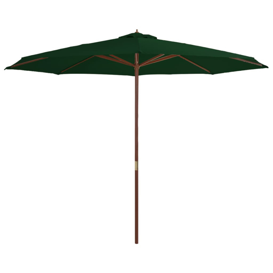 vidaXL Parasol met houten paal 350 cm groen afbeelding 1