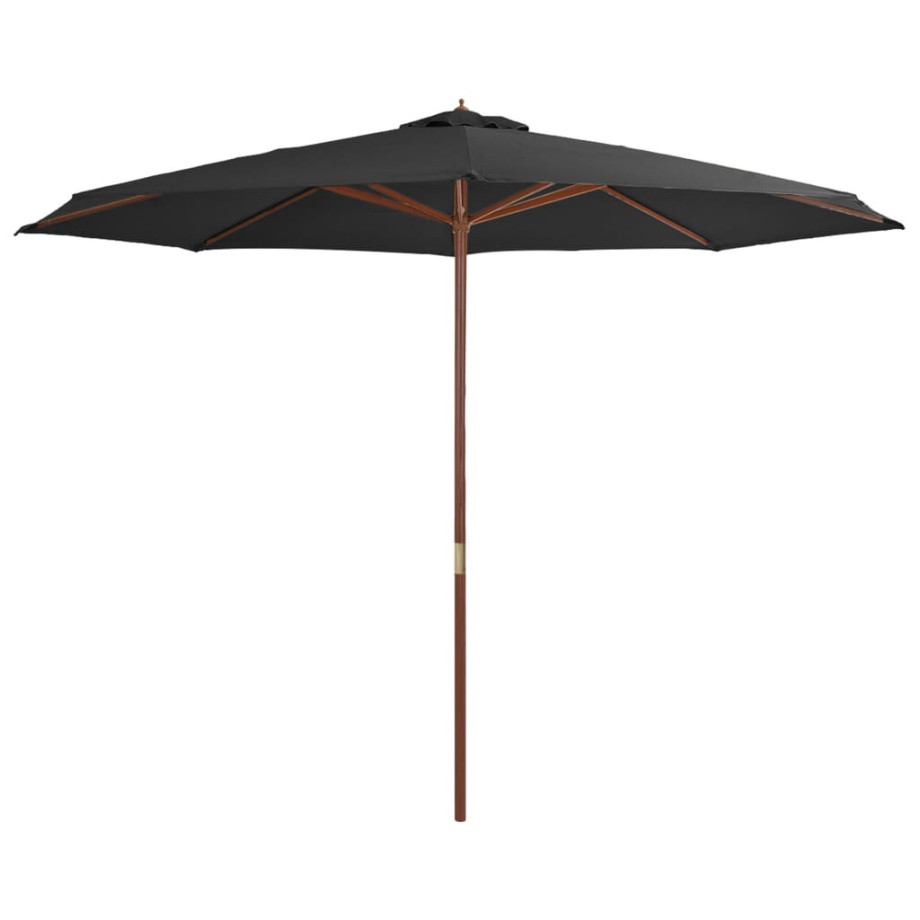 vidaXL Parasol met houten paal 350 cm antraciet afbeelding 1