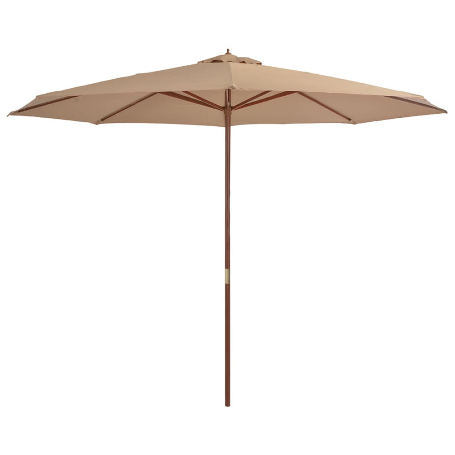 vidaXL Parasol met houten paal 350 cm taupe afbeelding 1