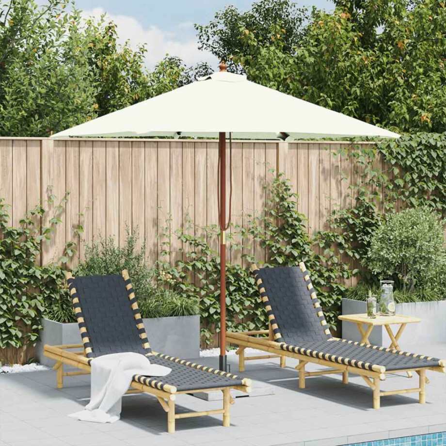 vidaXL Parasol met houten paal 150x200 cm zandkleurig vidaXL Parasol met houten paal 150x200 cm zandkleurig afbeelding 1