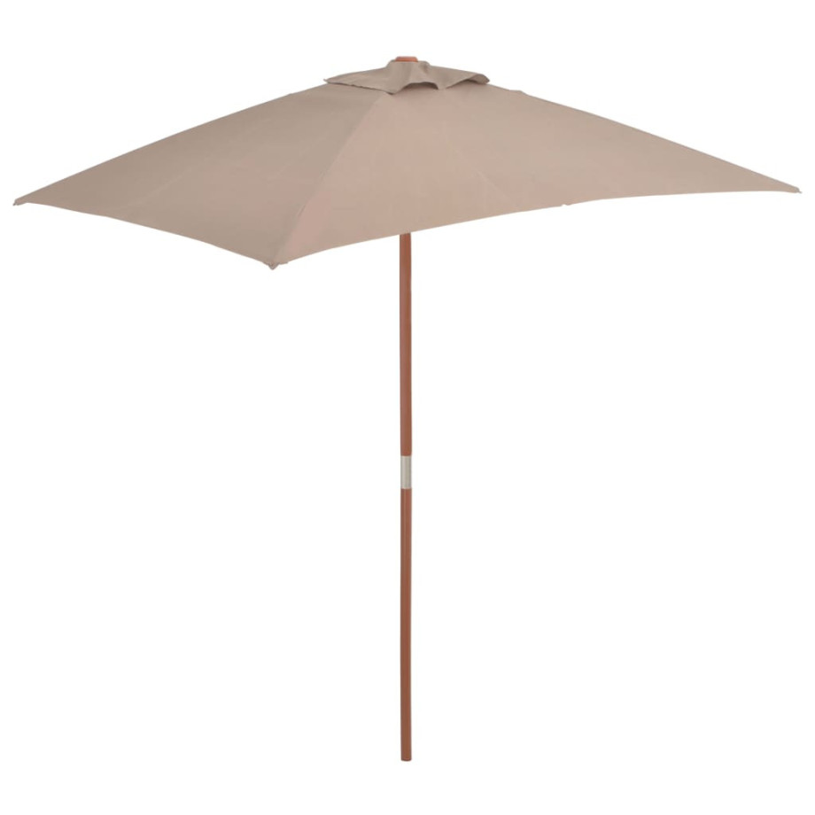 vidaXL Parasol met houten paal 150x200 cm taupe afbeelding 1