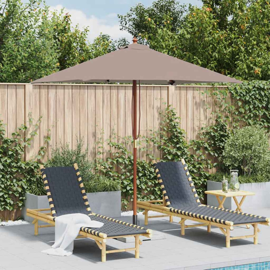 vidaXL Parasol met houten paal 150x200 cm taupe vidaXL Parasol met houten paal 150x200 cm taupe afbeelding 1