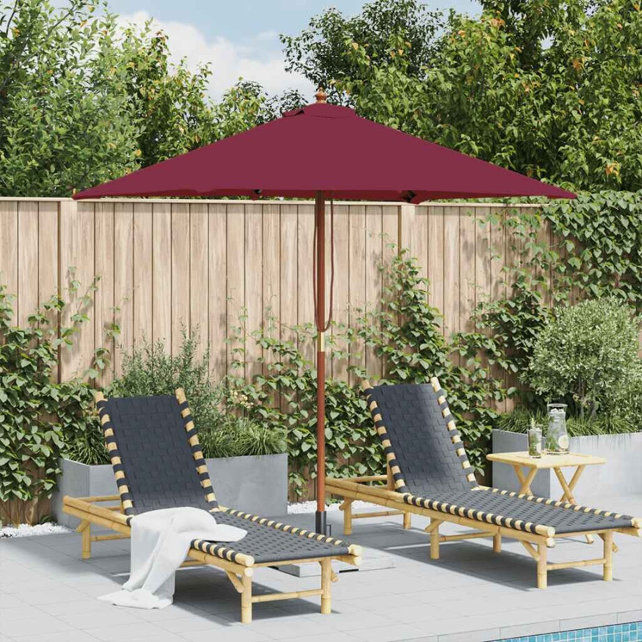 vidaXL Parasol met houten paal 150x200 cm bordeauxrood vidaXL Parasol met houten paal 150x200 cm bordeauxrood afbeelding 1