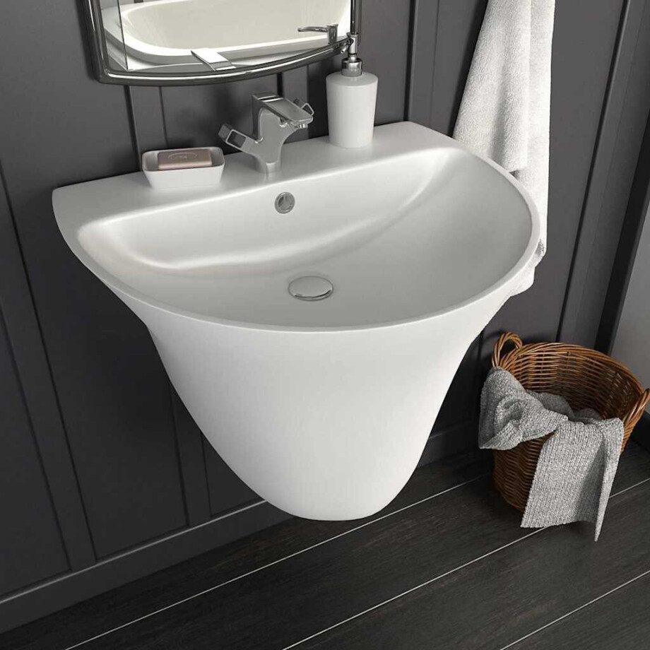 vidaXL Wasbak Wit 56 x 48 x 42 cm Geglazuurd Keramiek afbeelding 1