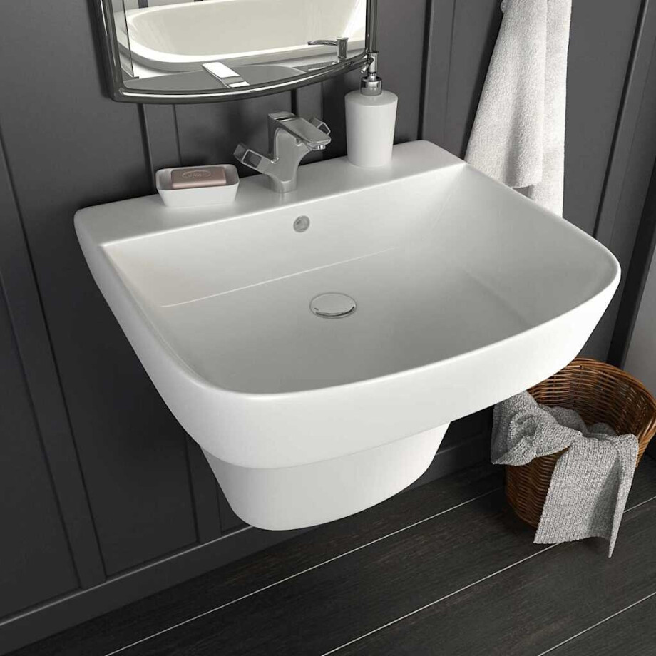 vidaXL Wasbak Wit 50 x 45 x 41 cm Geglazuurd Keramiek afbeelding 1