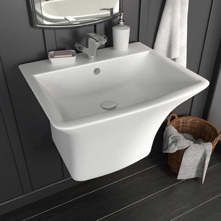 vidaXL Wasbak Wit 53 x 44 x 37 cm Geglazuurd Keramiek afbeelding 1