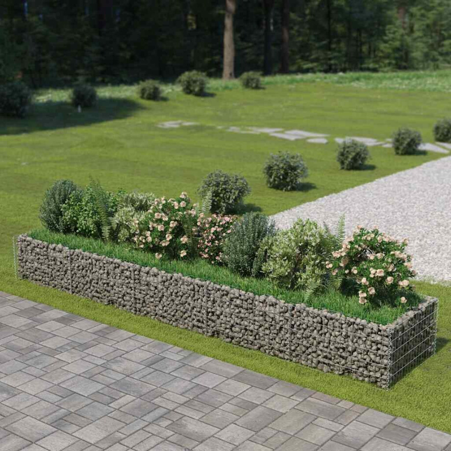 vidaXL Gabion plantenbak verhoogd 450x90x50 cm gegalvaniseerd staal afbeelding 1