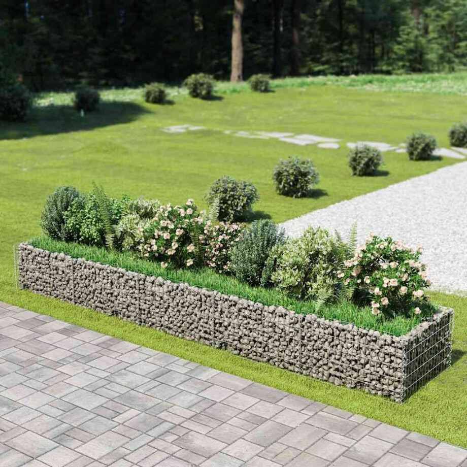 vidaXL Gabion plantenbak verhoogd 450x90x50 cm gegalvaniseerd staal afbeelding 1