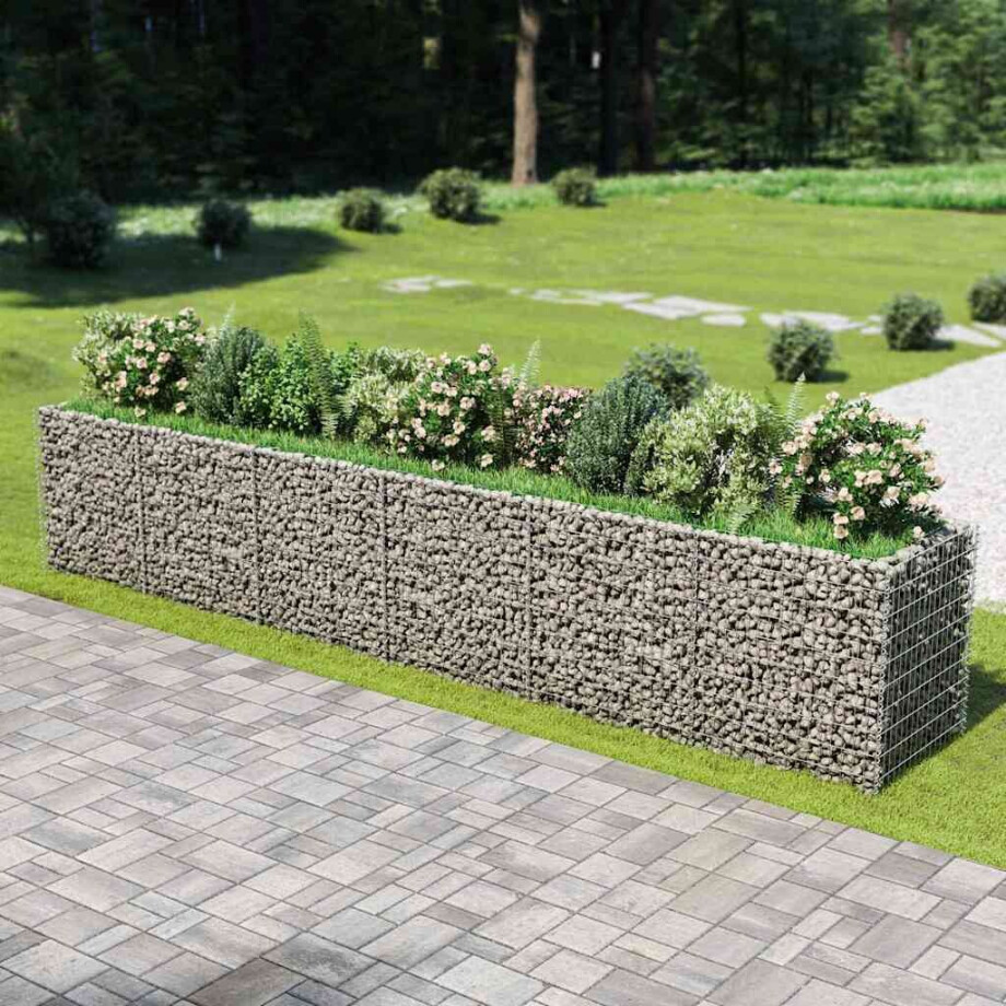 vidaXL Gabion plantenbak verhoogd 540x90x100 cm gegalvaniseerd staal afbeelding 1