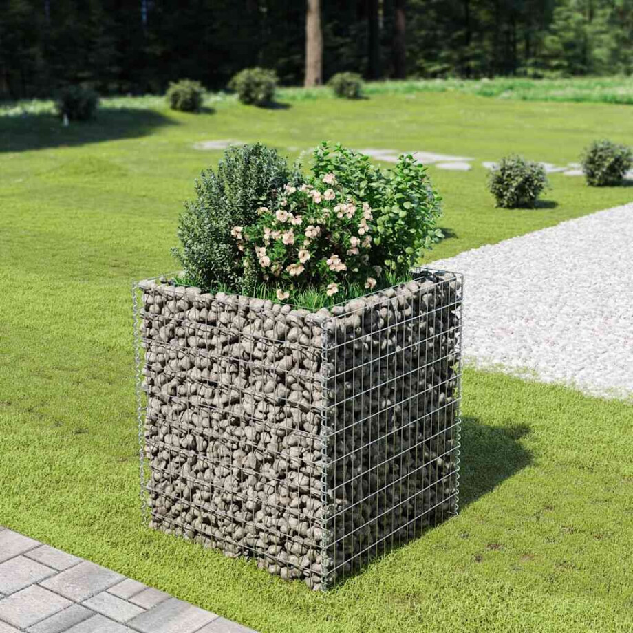 vidaXL Gabion plantenbak verhoogd 90x90x100 cm gegalvaniseerd staal afbeelding 1