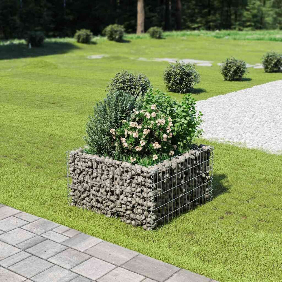 vidaXL Gabion plantenbak verhoogd 90x90x50 cm gegalvaniseerd staal afbeelding 1