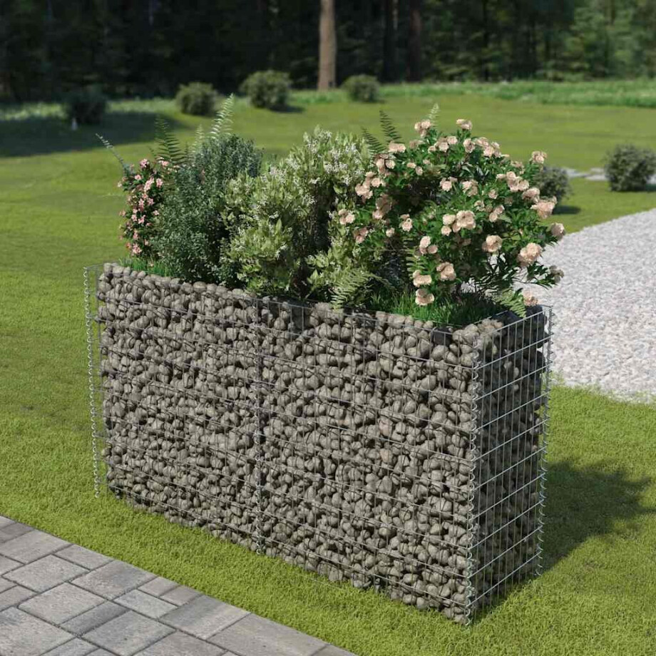 vidaXL Gabion plantenbak verhoogd 180x50x100 cm gegalvaniseerd staal afbeelding 1