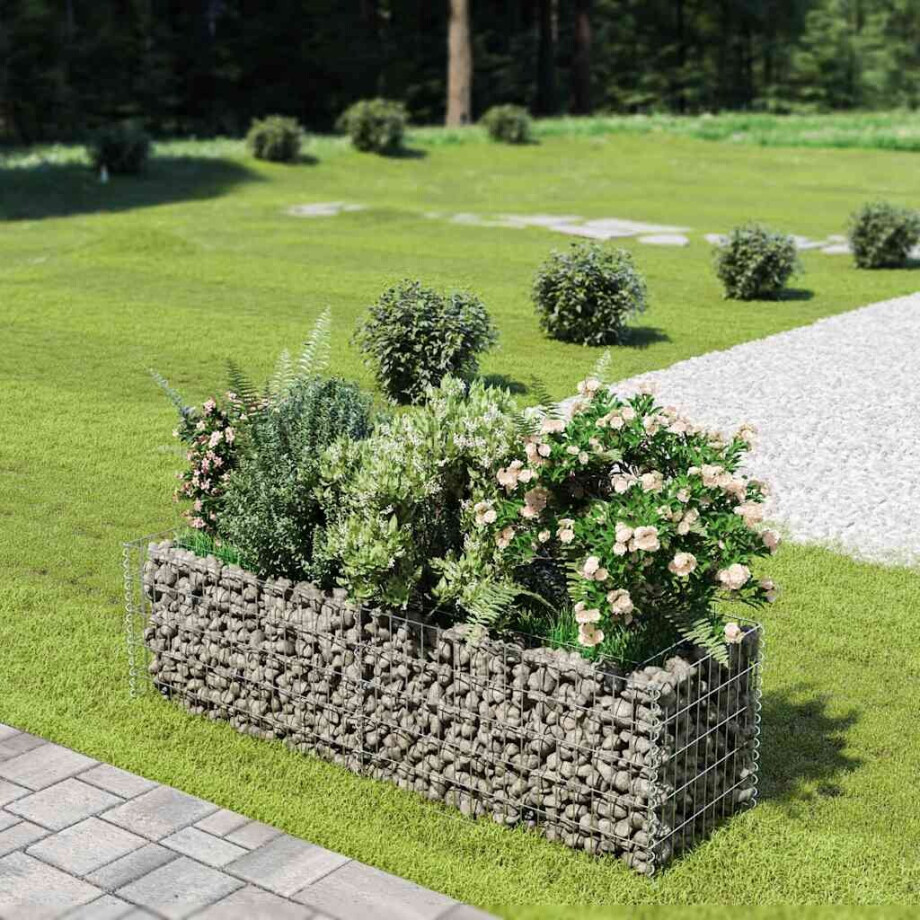 vidaXL Gabion plantenbak verhoogd 180x50x50 cm gegalvaniseerd staal afbeelding 1