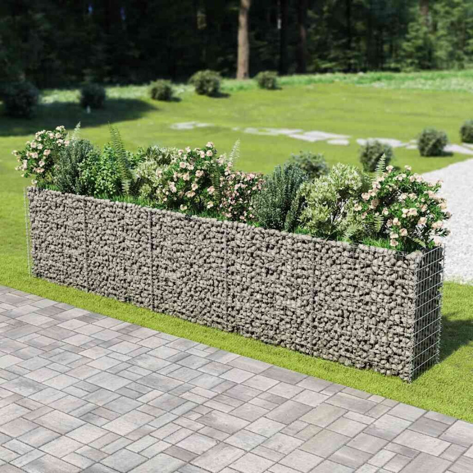 vidaXL Gabion plantenbak verhoogd 450x50x100 cm gegalvaniseerd staal afbeelding 1